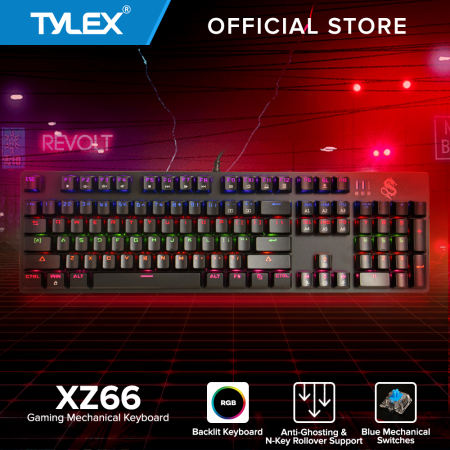 Tylex XZ66 Gaming Keyboard Blue Mechanical Switch Full Anti-Ghosting With N Key Rollover Support Individual Rgb Backlit Keys Gaming Mechanical Keyboard