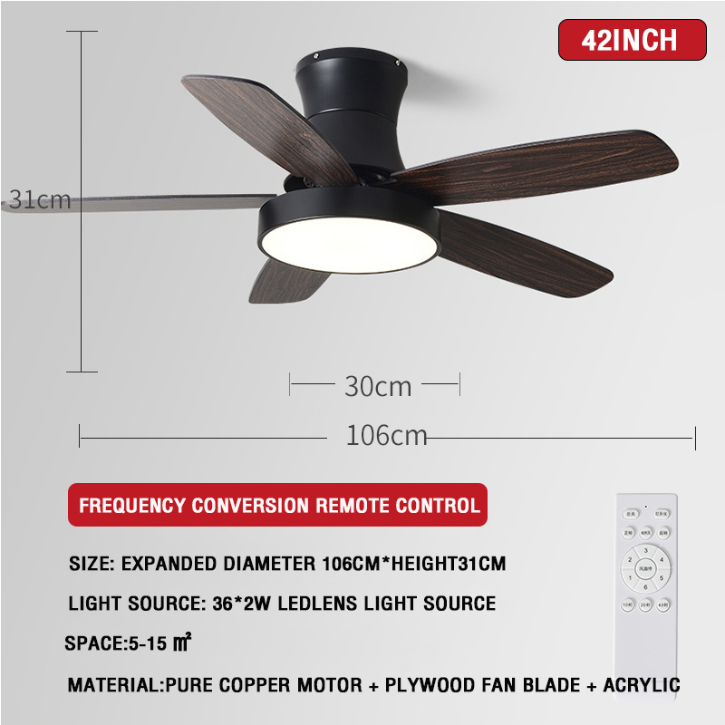 Nordic Ceiling Fan Ceiling Fan With Light 42/48inch Ceiling Fan wooden fan blades Dimmable