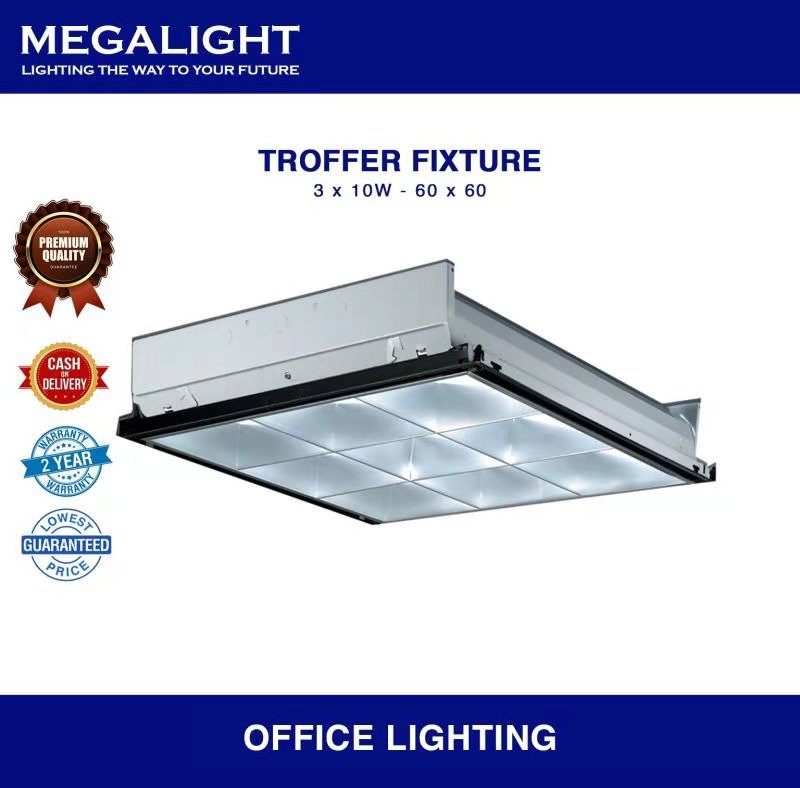 Megalight 3x 10w Troffer Fixture Louver Housing Lightning Office