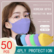 Zocn 50PCS 4Ply KF94 Korean Version Face Mask Washable Reusable Protective Black Face Shields KN955 Black Mask Color Original KF94 Cartoon Color