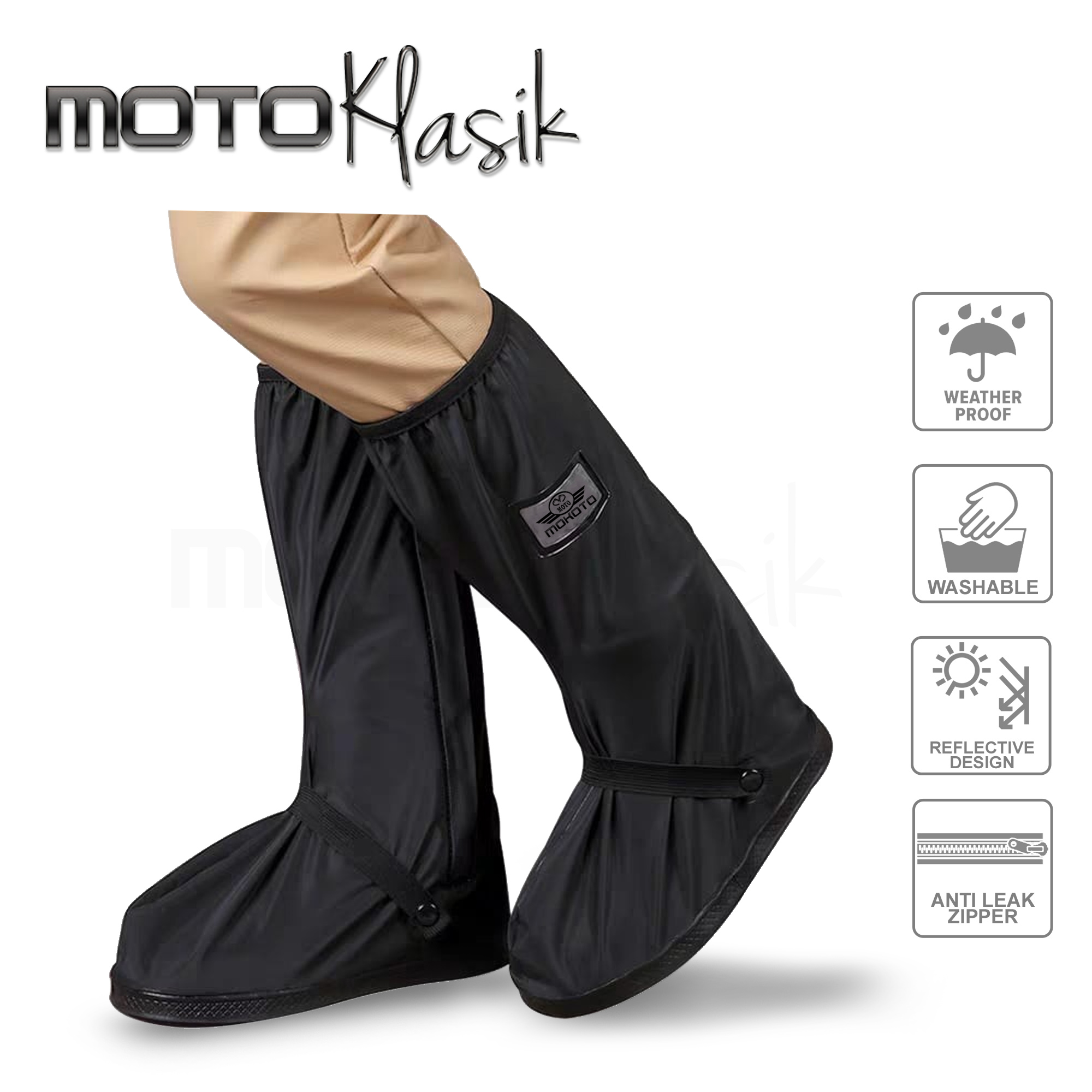 MOKOTO RAIN SHOE COVER REFLECTIVE / MOTORCYCLE RAIN BOOT COVER UNISEX