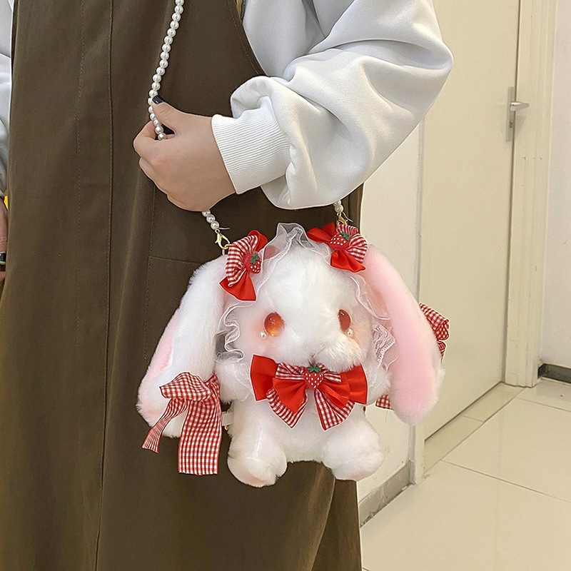 Lolita Japanese Kawaii Lop-ear Rabbit Plush Backpack Handbag Shoulder bag 3way 