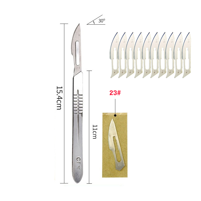 10Pcs Carbon Steel Surgical Scalpel Blades with Handle Scalpel Medical