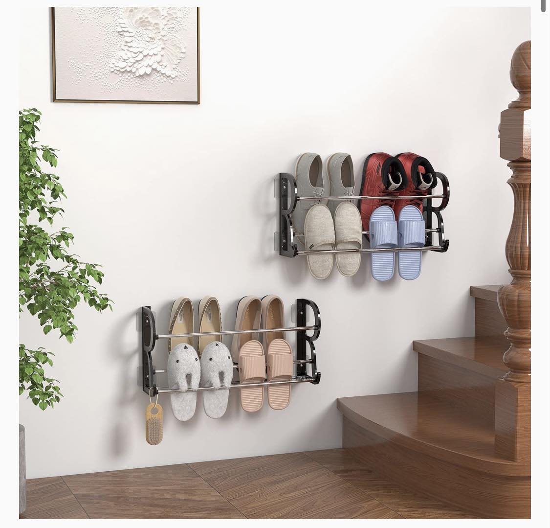 OGMY Wall Mounted Hanging Shoe Organizer Adhesive Shoe Storage ...