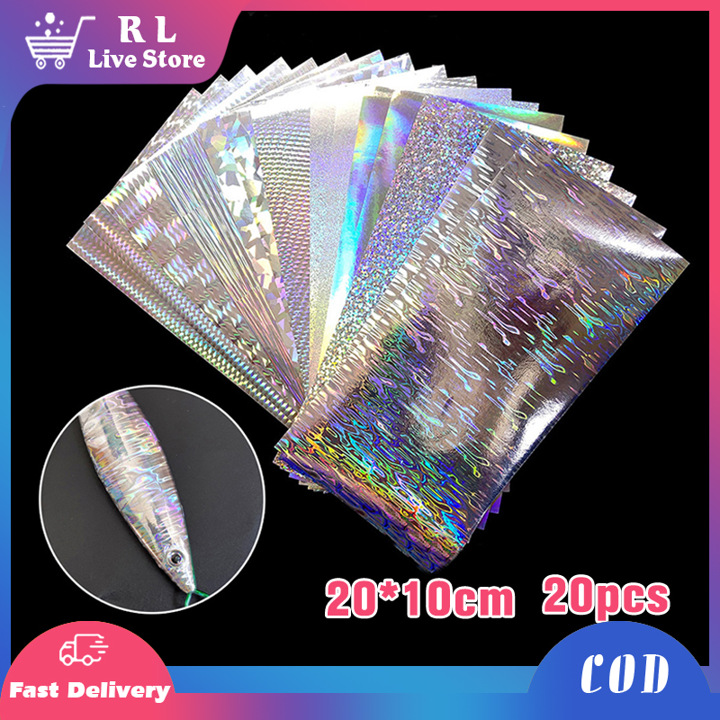 8 Pieces Holographic Fishing Lure Tape Adhesive Tape Scales Lure