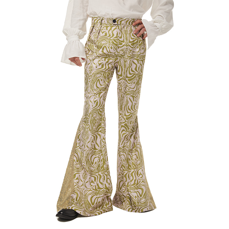 MASSWO Men 70s Pants Retro Bell Bottoms Trousers Shinny Disco Jeans Vintage  Flare Bottoms Party Dance Pant Sequin