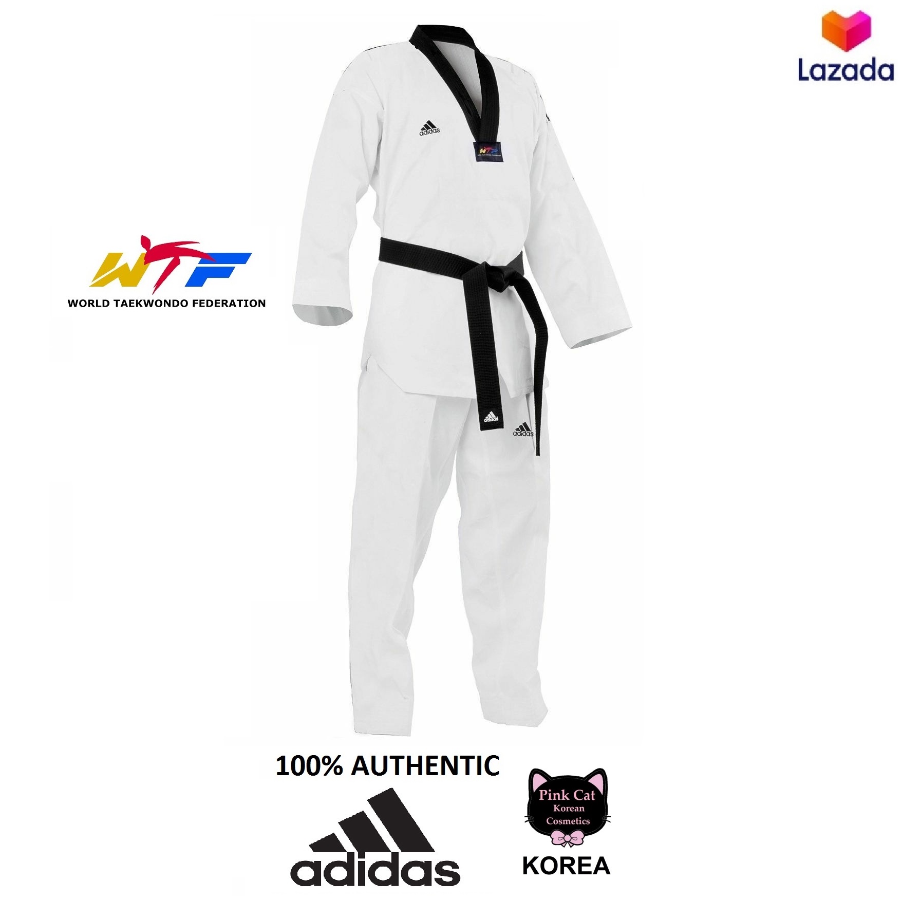 Estúpido borde Hay una necesidad de A D I D A S Performance World Taekwondo Federation Uniform (White/Black) |  Lazada PH