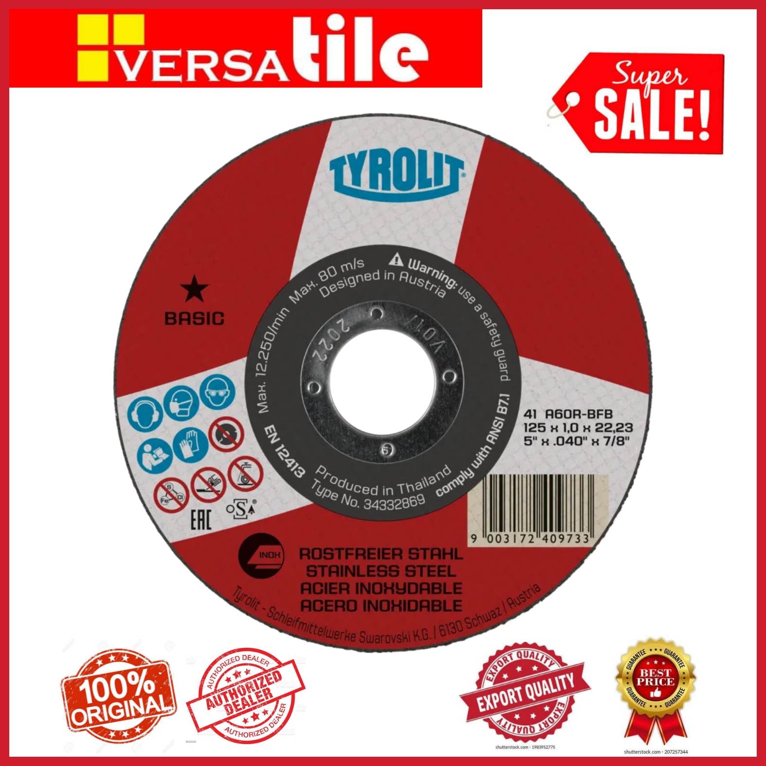 Tyrolit Cutting Disc/ CutOff Wheel Super thin 4inches sold per piece
