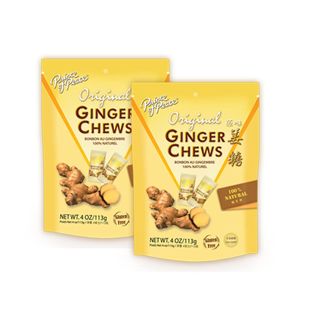 Prince of Peace Original Ginger Chews, 4 oz. Candied Ginger Candy Pack Ginger Chews Candy