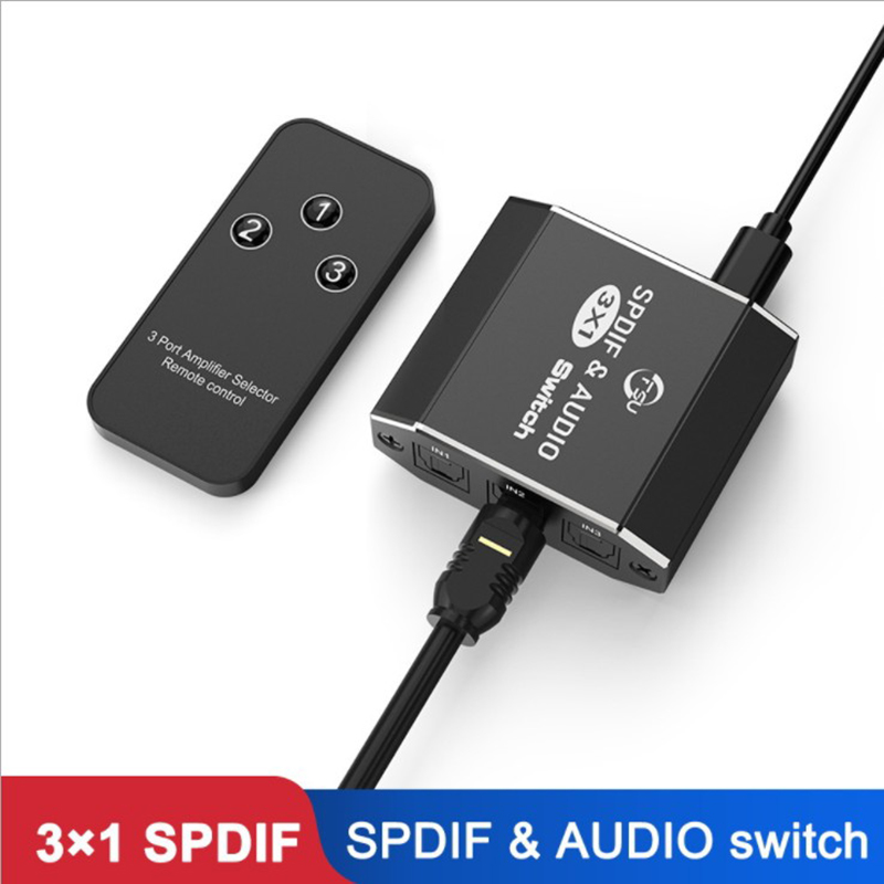 FSU Spdif & Audio Switch 3 in 1 Out Optical Splitter Toslink Digital Optical Audio Switch 3X1 Adapter for Hdtv Dvd Ps4 Xbox