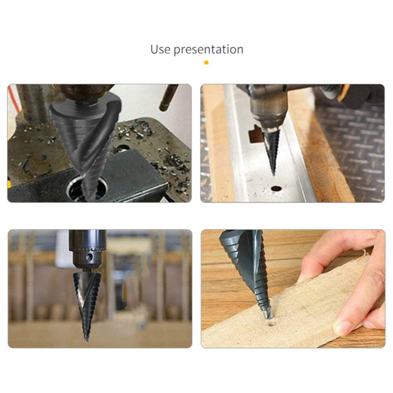 Drill 3PCS HSS Cobalt Stepped Drill Bit Set Practical Black Nitride Coated Metal Drilling Bits Kit For Thin Iron/Steel/PVC/Wood Panel Drill 3PCS HSS Cobalt Stepped Drill Bit Set Practical Black Nitride Coated Metal Drilling Bits Kit For Thin Iron/Steel/PVC/Wood Panel