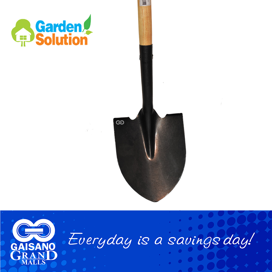GARDEN SOLUTION Round Shovel, Rivet less Round Shovel Wooden Handle 741