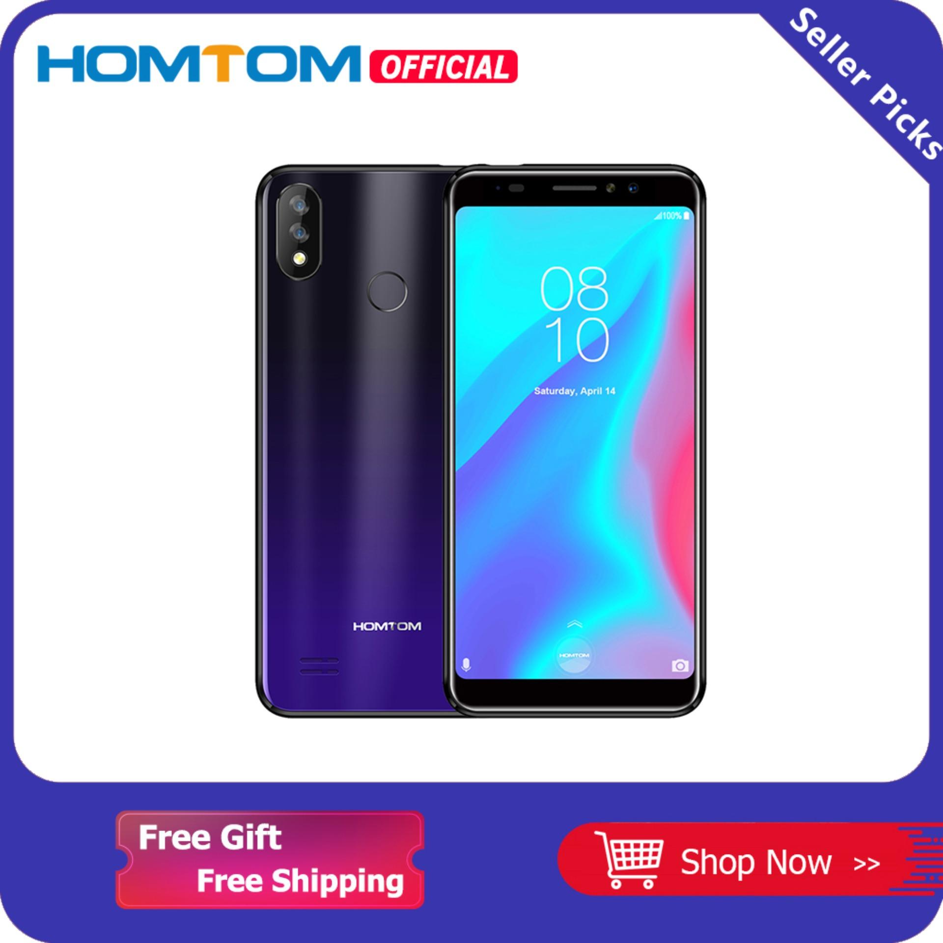 HOMTOM C8 Mobile Phone 5.5inch 18:9 Full Display Android 8.1 2GB+16GB 13MP Camera MT6739 Quad Core 3000mAh Face Fingerprint Unlocked 4G Cellphone