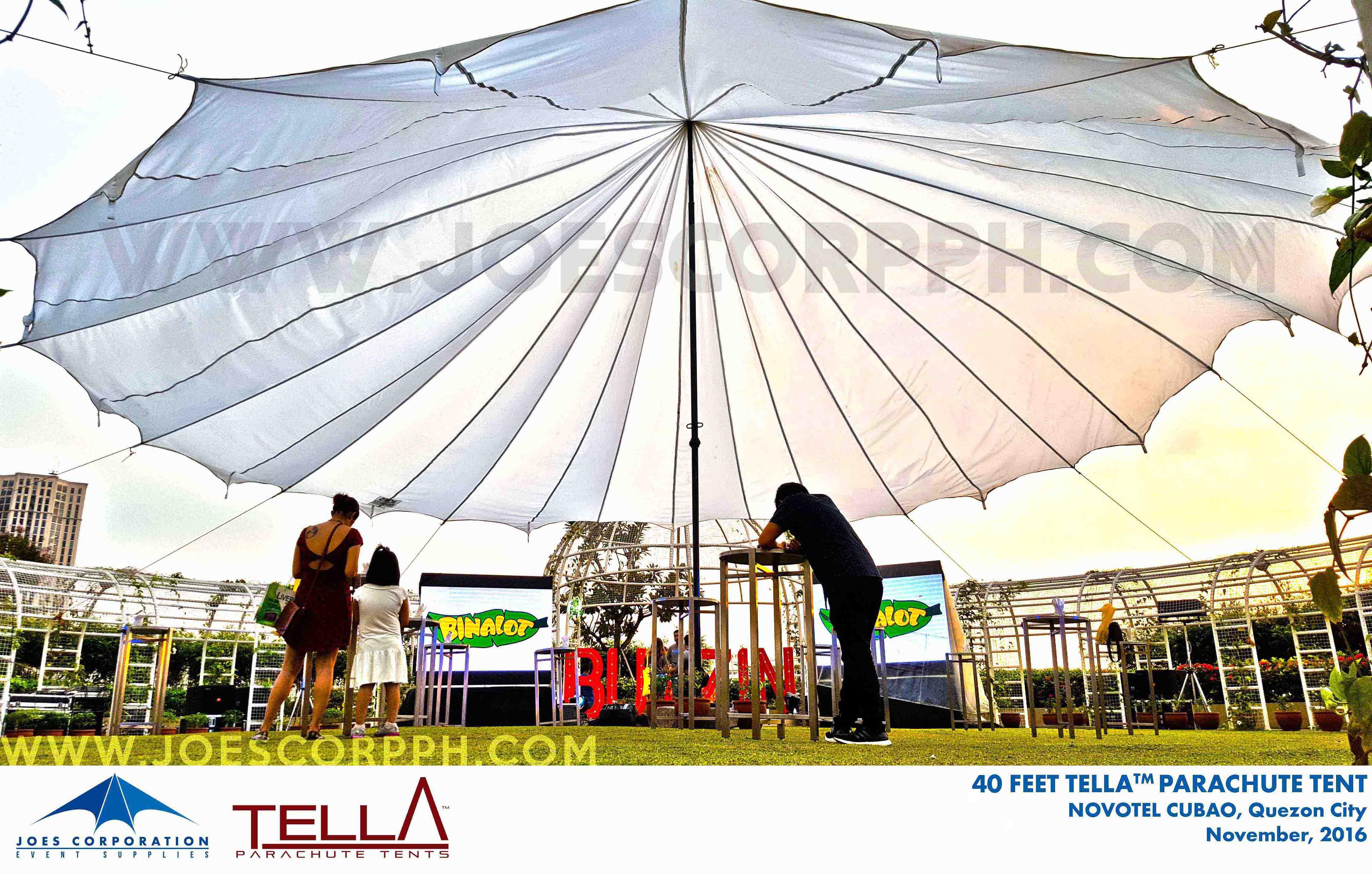 TELLA Parachute Tent 40 Feet Diameter Canopy white Aka Parabolic 