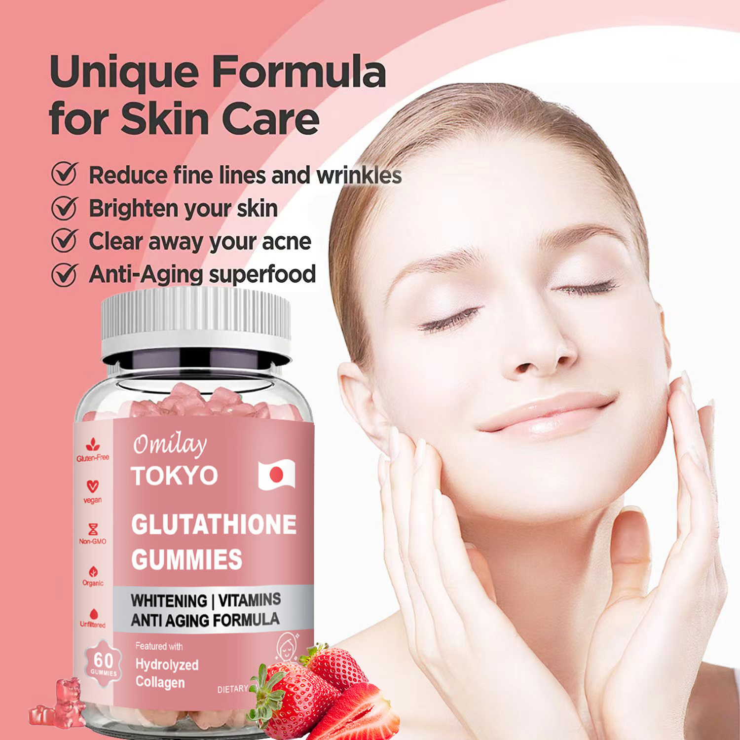 omilay glutathione Omilay TOKYO Glutathione Gummies Whitening Collagen Gummies Vitamin Skin  Anti-Aging Boost Immunit Beauty Gummies Vitamin Fudge Weight Loss