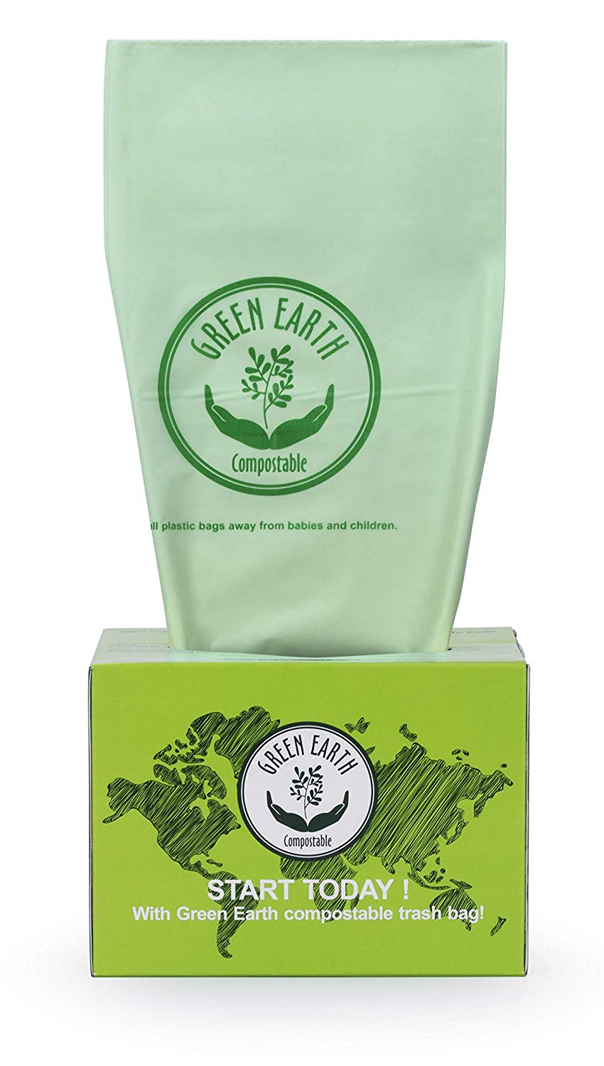 Green Earth Compostable Biodegradable Tall Kitchen Trash Bags,Food