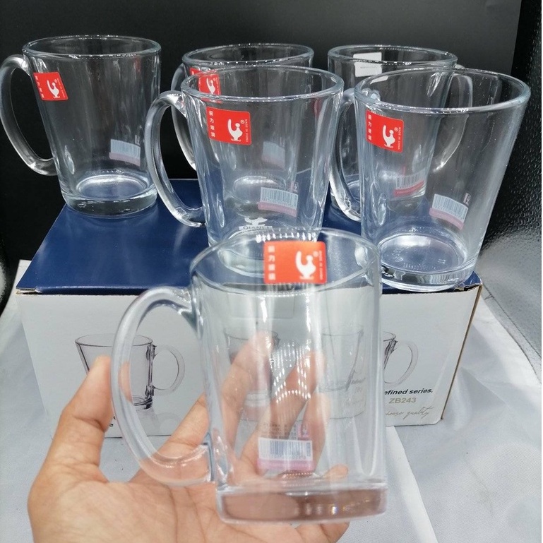 6PCS Transparent ZB243 Glass coffee Mug Glassware set drinking clear
