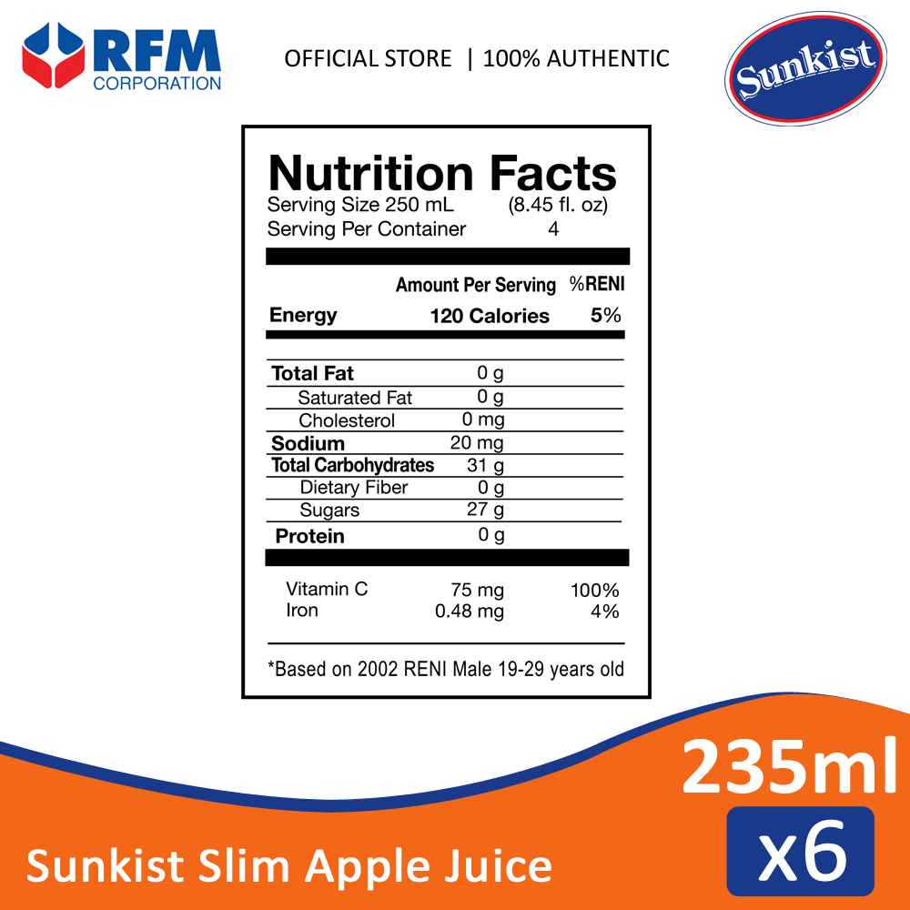 Sunkist Slim Apple Juice 235ml Set of 6s Lazada Lazada PH