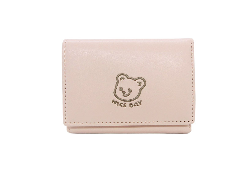 Miutiso Bear PU Leather Trifold Wallet Ladies Small Wallet Card Holder
