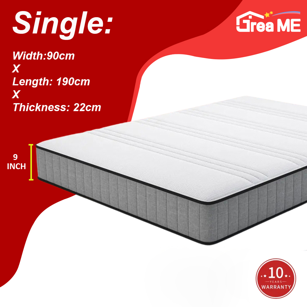 【COD】DreaME 9 inch Spring Mattress Single/Twin/Queen/King Size Optional