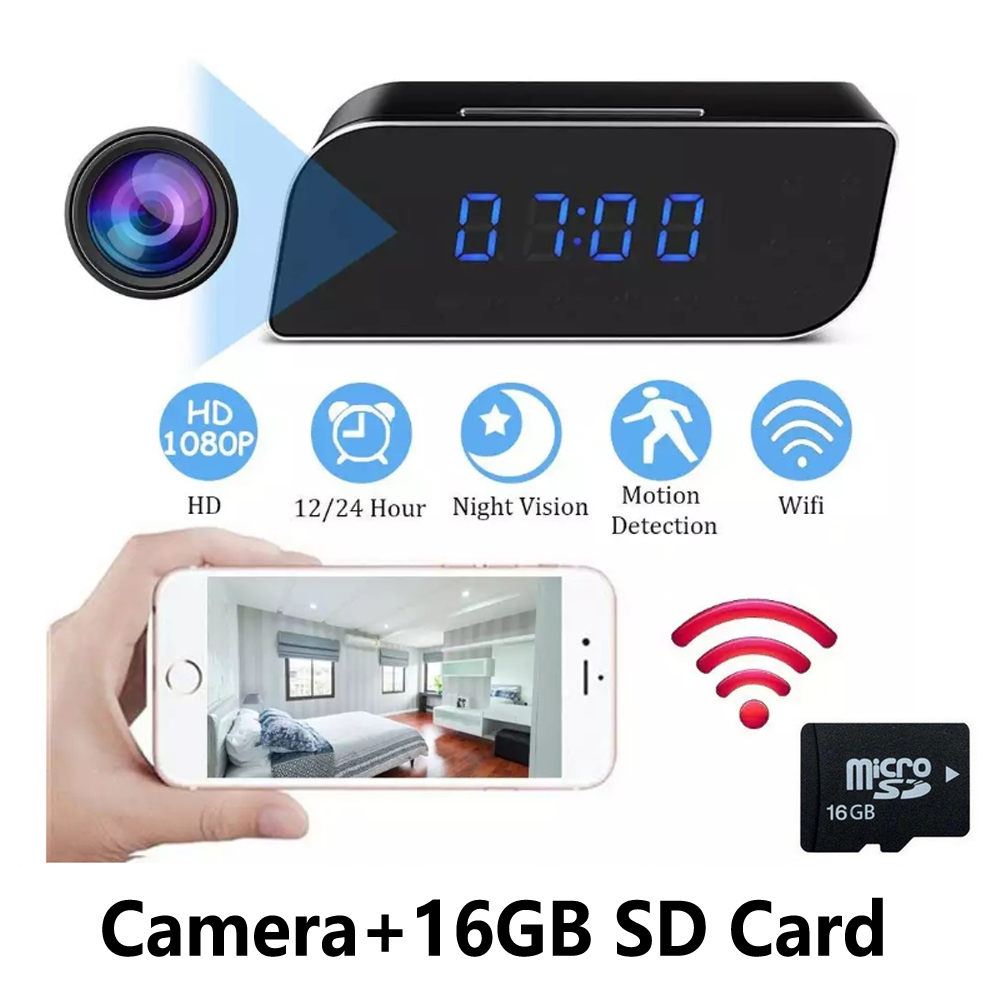 Mini Camera 1080P HD Alarm Clock Camera WiFi Wireless Cam Night Vision