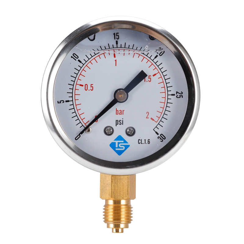 TS Low Pressure Gauge 02Bar,030Psi 1/4inch 68mm Dial Hydraulic Water