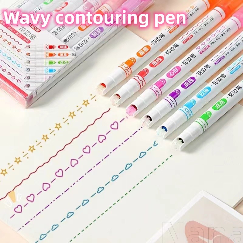 Lace pen wave flower type fluorescent pen contour curve cute