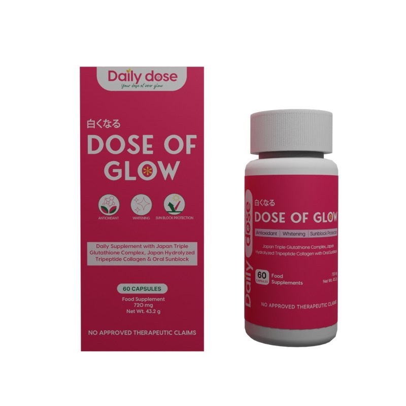 Daily Dose | Dose of Fit | Dose of Glow Japan Triple Gluthathione Complex  Hydrolyzed Tripeptide Collagen Oral Sunblock Protection Whitening &  Brightening Supplement - Lazada