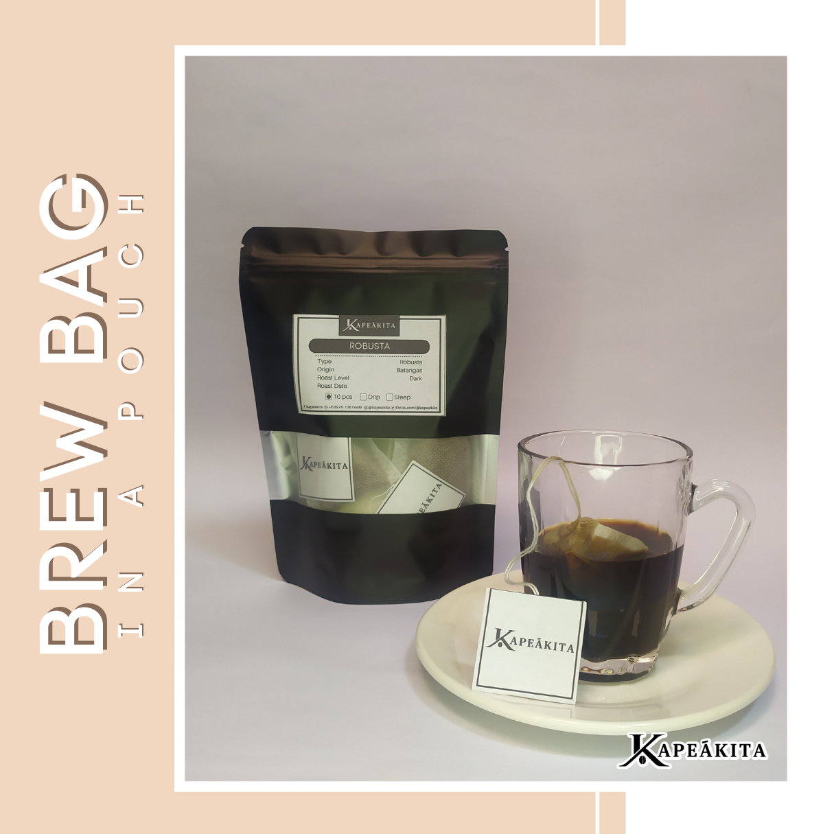 Robusta Brew bag in a pouch Steep Coffee Coffee in Tea Bag