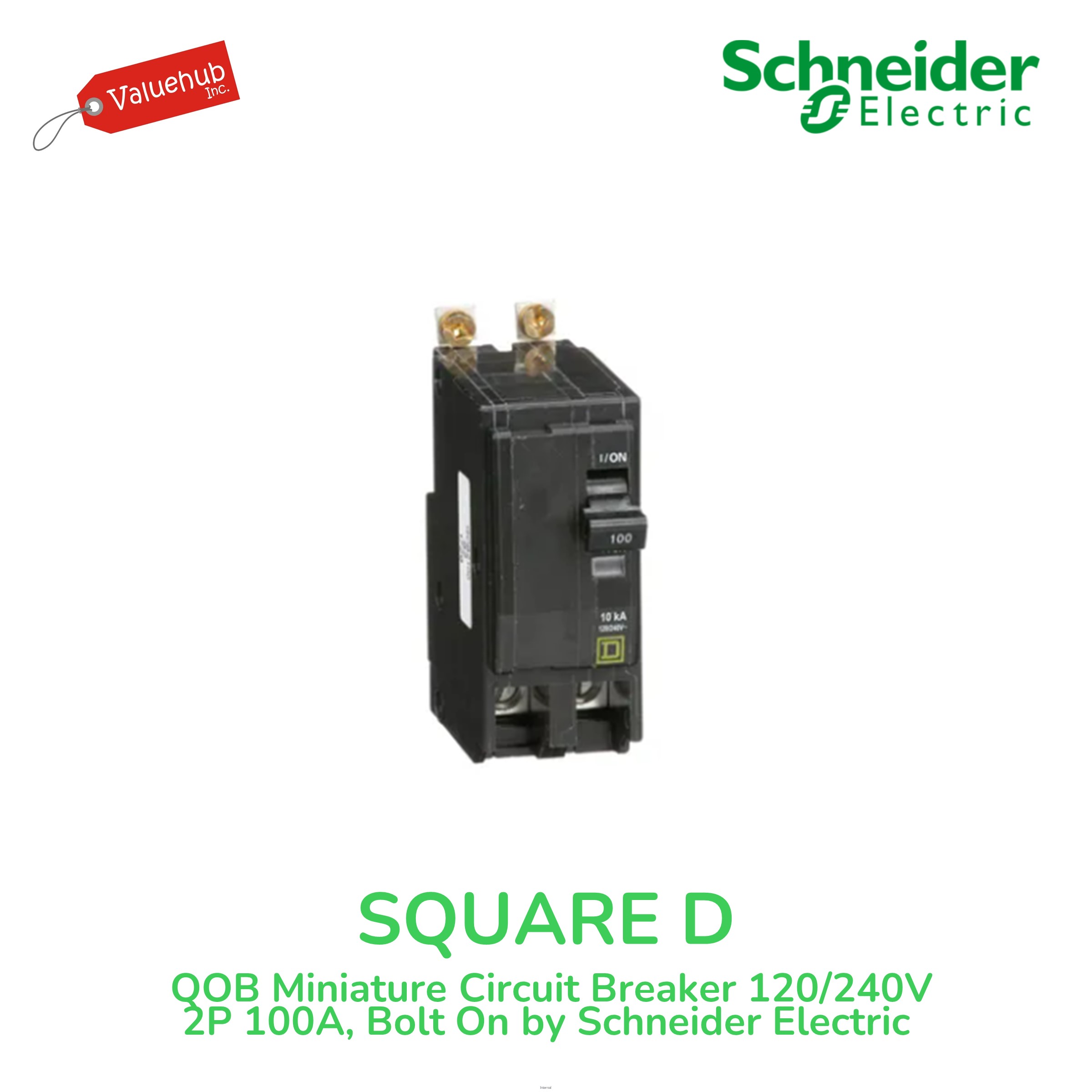 QOB2100 Square D QOB Miniature Circuit Breaker 120/240V 2P 100A, Bolt ...