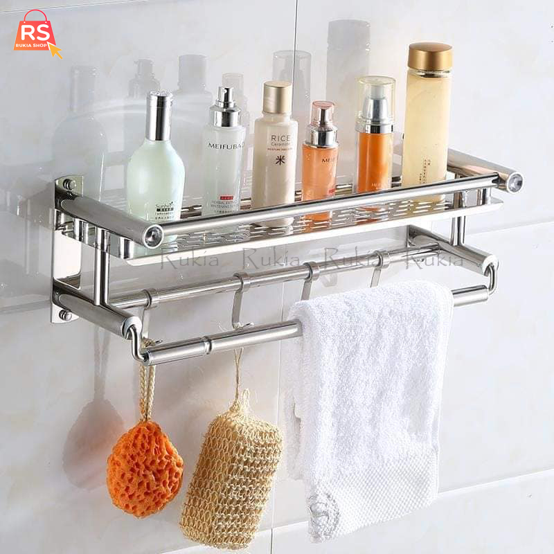 Stainless Steel Bathroom Rack Toilet Organiser Shower Dispenser Shelf ...