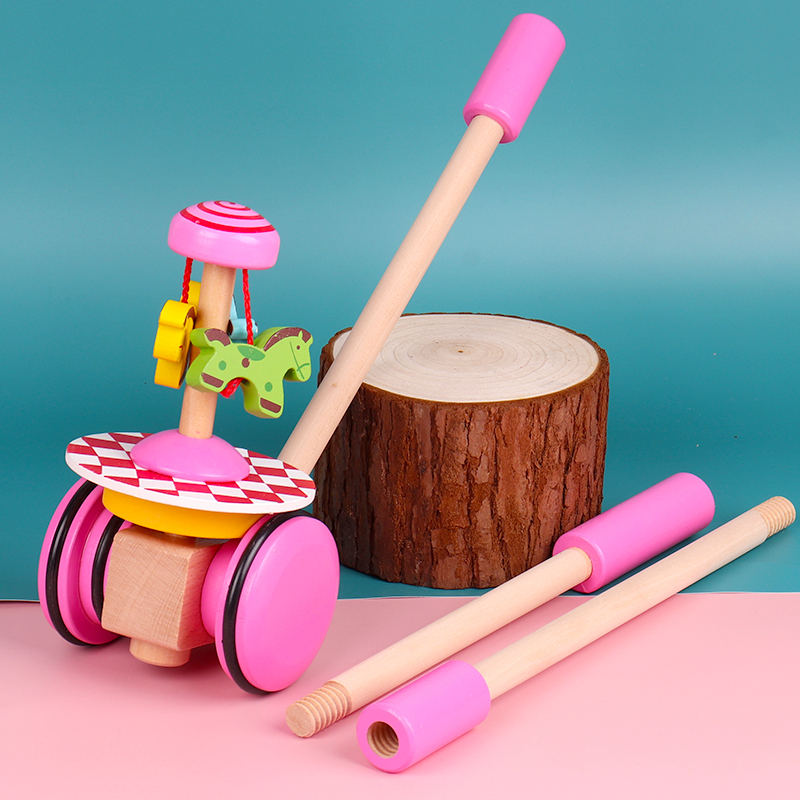 Children's wooden push music single-pole toddler 0 trolley 1-2-3 one ...