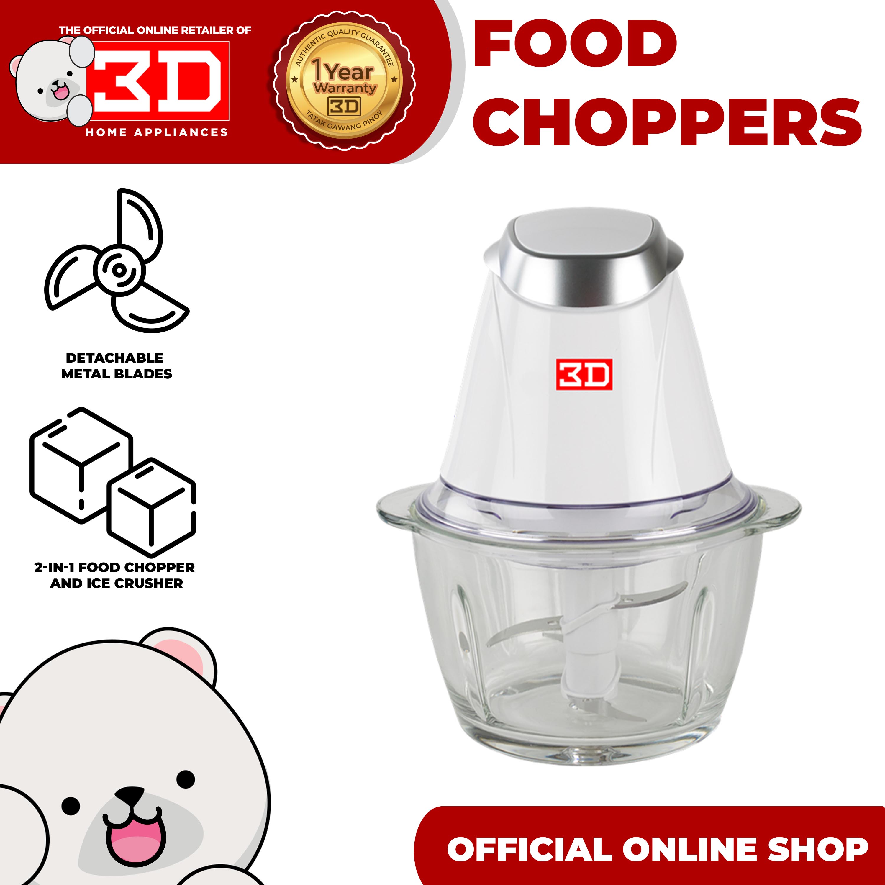 3D FC-200G 2-in1 Food chopper and ice crusher - Ansons