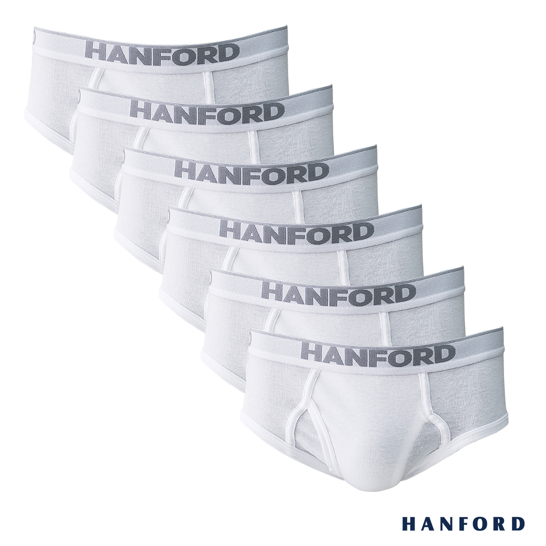 Hanford Men Premium Ribbed Cotton Hipster Briefs - White (3in1 Pack)