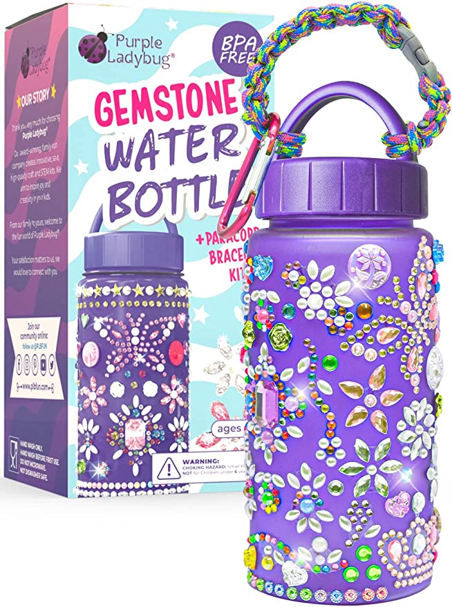 Purple Ladybug Cute School Water Bottles for Girls Age 6-8 Cool 8