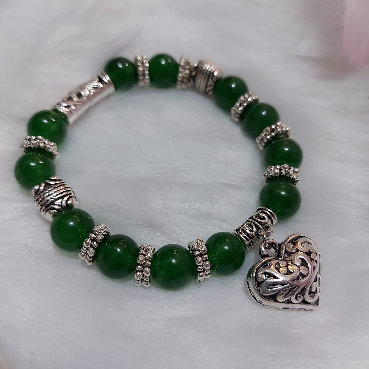 AUTHENTIC Green Jade Lucky Bracelet with Heart Pendant Lazada PH