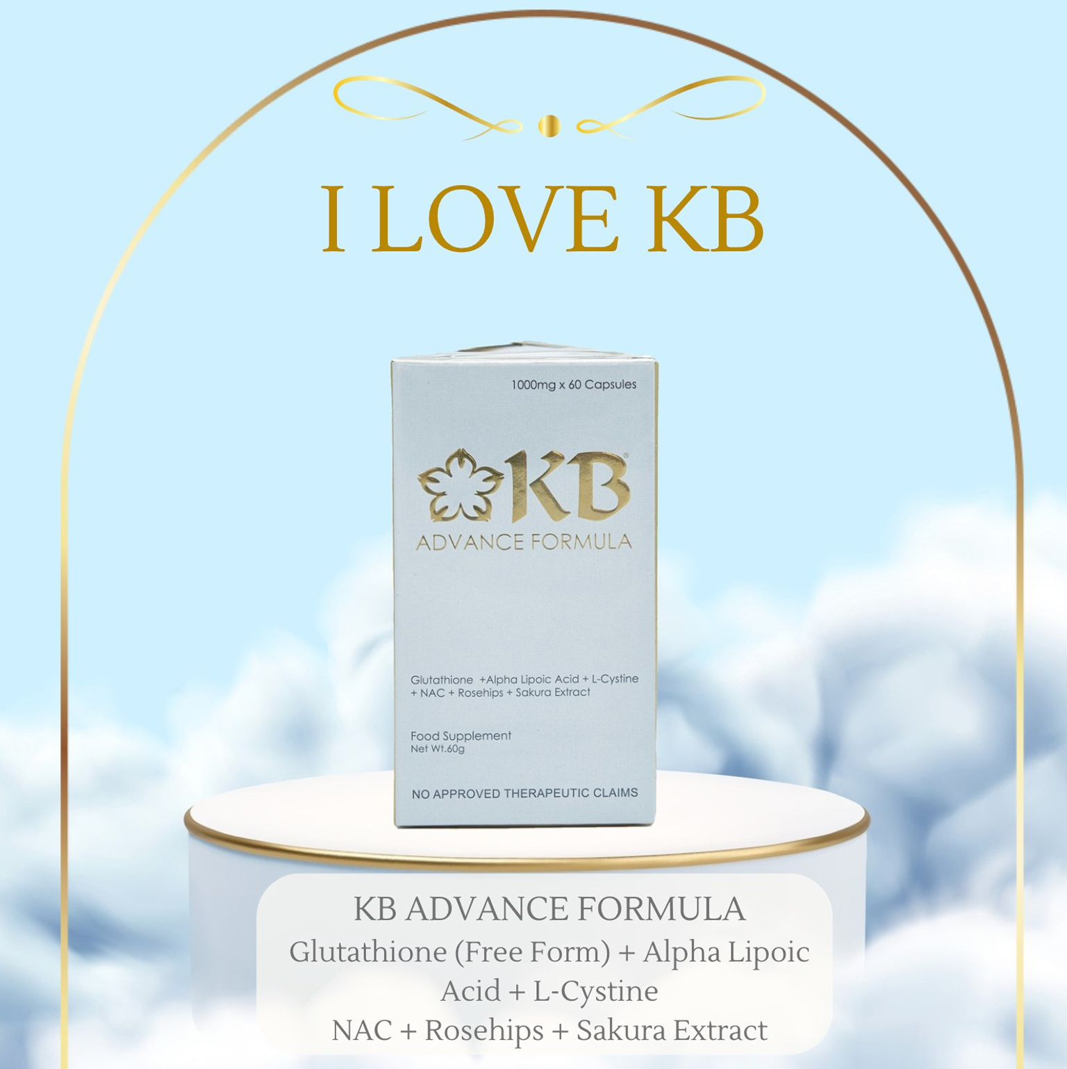 KB Advance Formula Glutathione + Alpha Lipoic Acid + L-Cystine + NAC +  Rosehips+ Sakura Extract 1000mg x 60 Capsules - Lazada | Lazada PH
