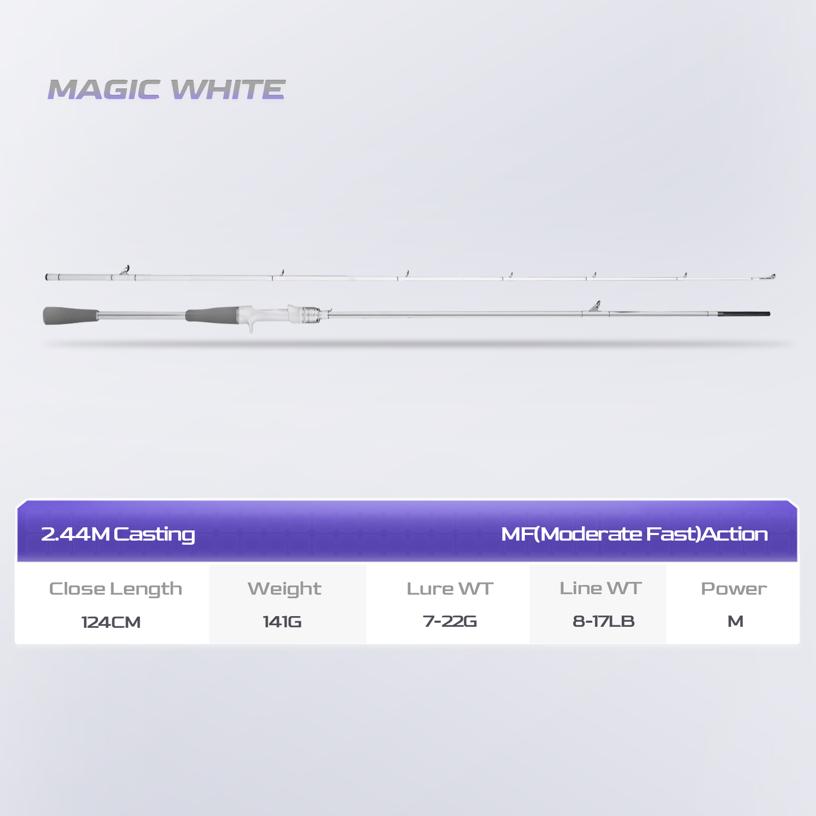 HANDING WHITE Fishing Rod Spinning Casting MF Action M Power High Carbon  Fiber Fishing Rod with 1.83M 2.13M 2.44M Baitcasting Rod for Bass Pike  Fishing 3 Days Arriving