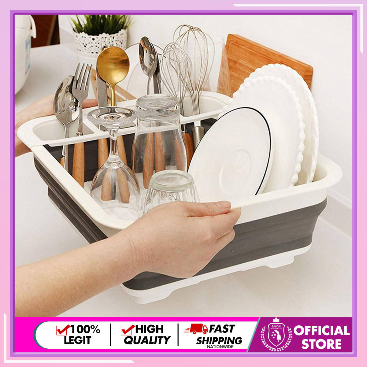 1pc Foldable Dish Rack For Kitchen, Tpr Coated Drying Rack For Tableware  And Dinnerware Storage With Drain