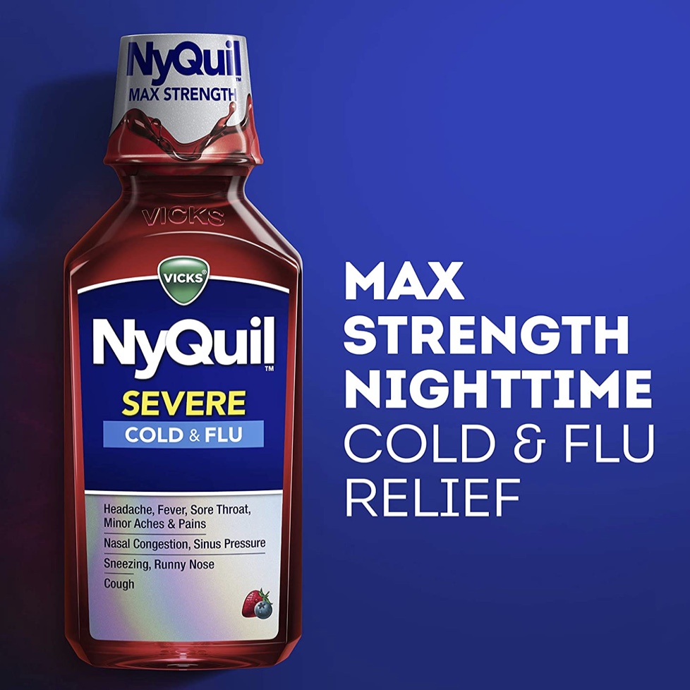 Vicks Nyquil SEVERE Cough Cold and Flu EXP Jan 2024 Berry Flavor 354 ml