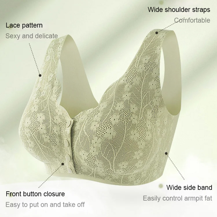 jiketai Front closure anti-sagging seamless bra for woman Push-up Bra Non  Wire Lace Bra Plus Size M-4XL