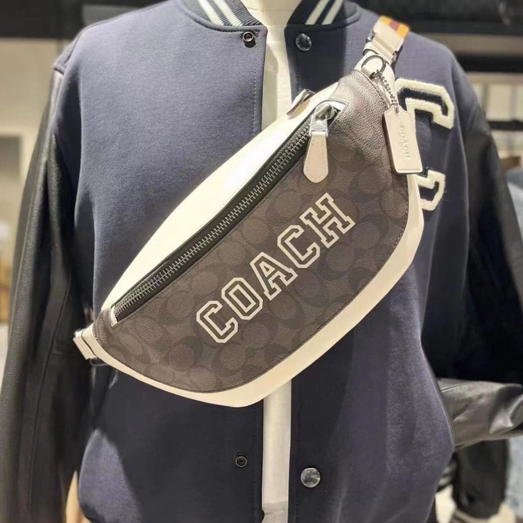 Coach Warren Belt Bag In Signature Canvas With Varsity Motif CB912