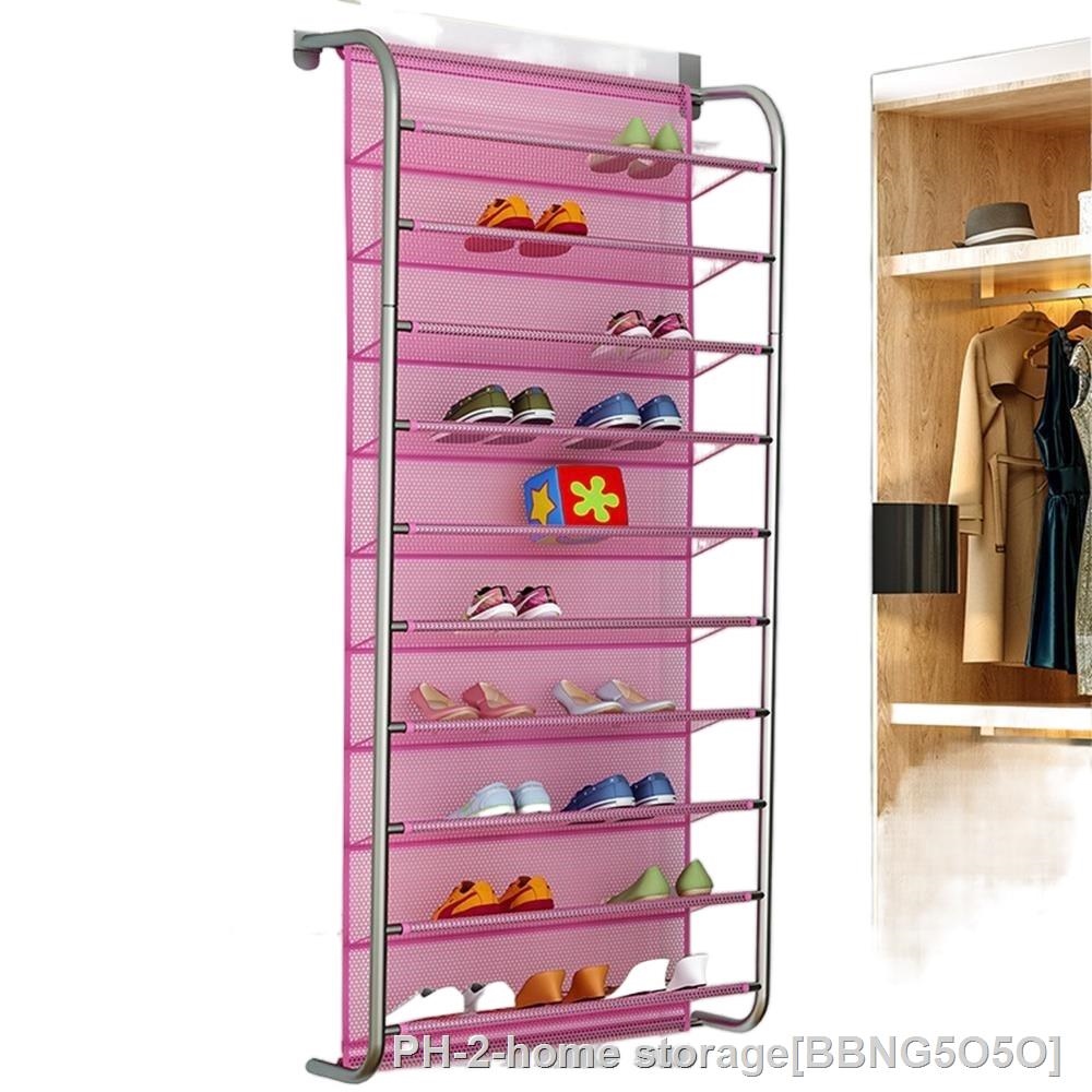 ┋☎┋ 1Pcs 56x21x151cm 36 Pair Over Door Hanging Shoe Rack 10 Tier Shoes