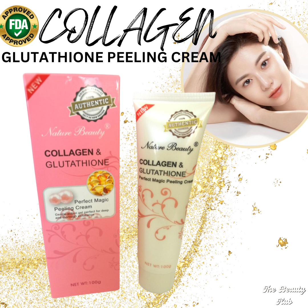 how to use collagen and glutathione peeling cream Authentic Nature Beauty Collagen and Glutathione perfect magic peeling cream,  Gently action gel perfect for deep and thorough exfoliation 100g