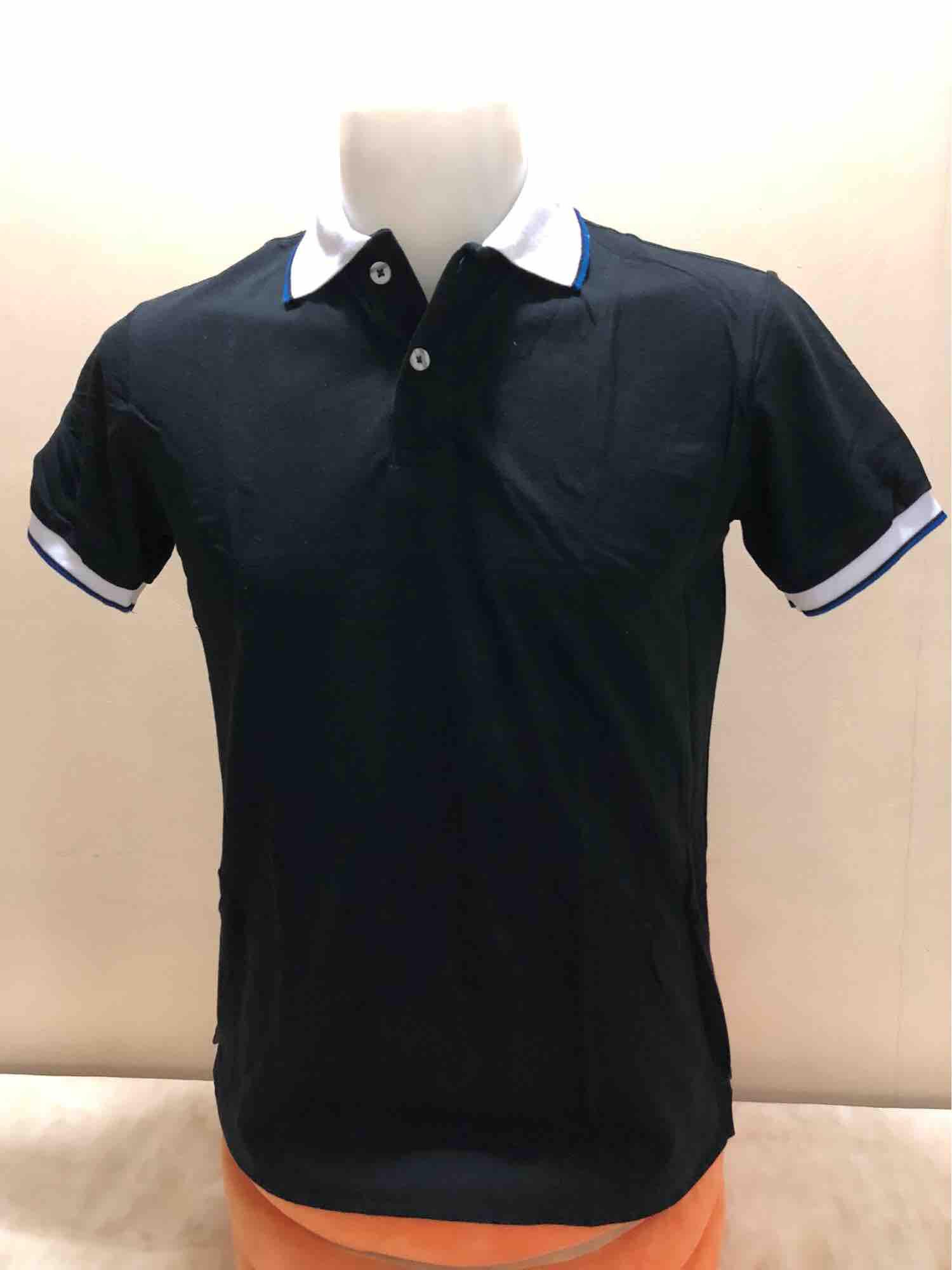 blue black polo shirt