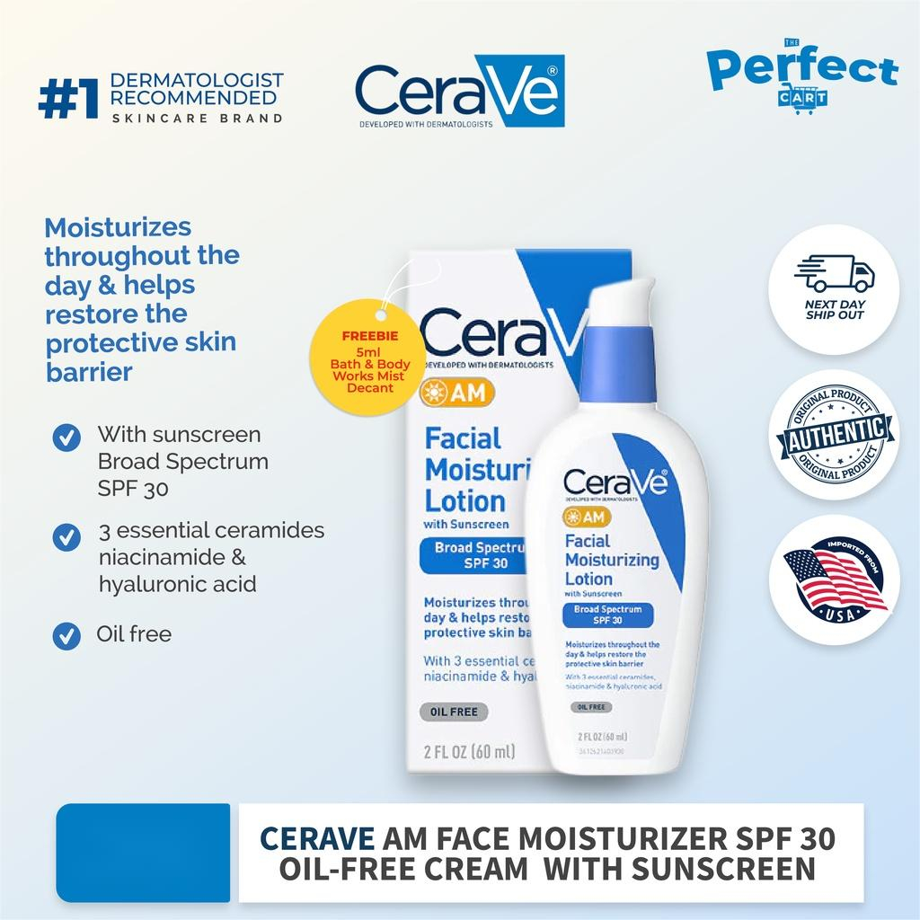 CeraVe Facial AM Moisturizing Lotion with Sunscreen SPF30 Oil-Free Face ...