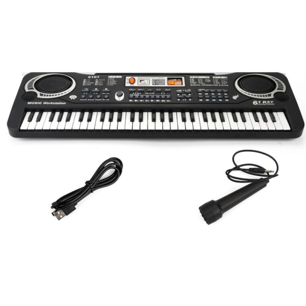 Keyboard Piano Kids 61 Key Electronic Digital Piano Musical Instrument Kit with Microphone,US Plug