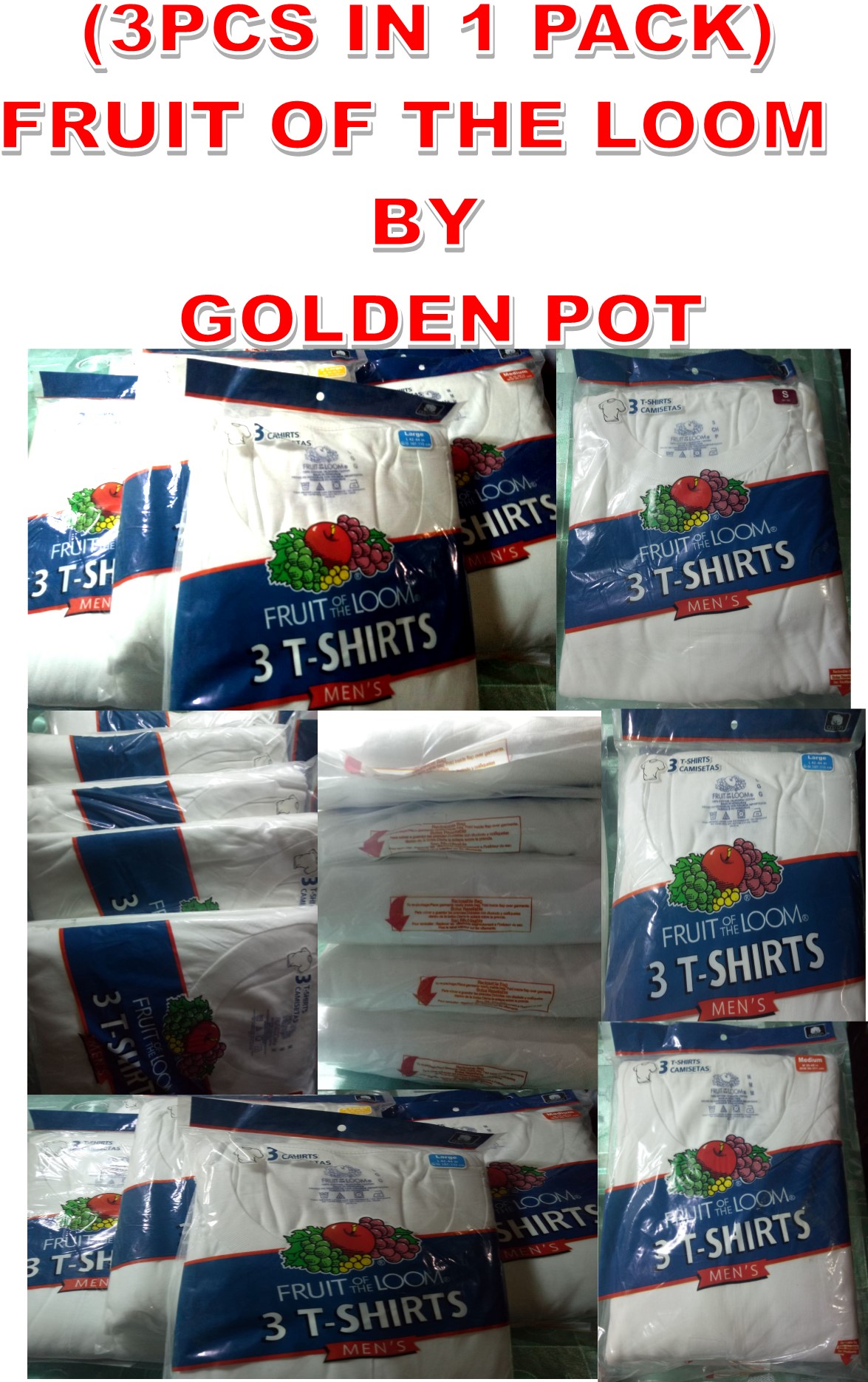 FRUIT of the LOOM Men Cotton CrewNeck Tagless Undershirts Tanks T