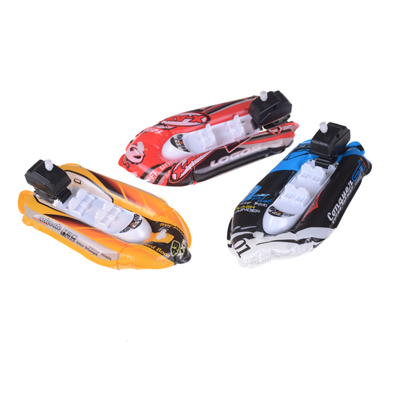 PERNG เด็ก Inflatable Wind Up Speedboat สระว่ายน้ำเรือของเล่นห้องน้ำของขวัญของเล่นคลาสสิก