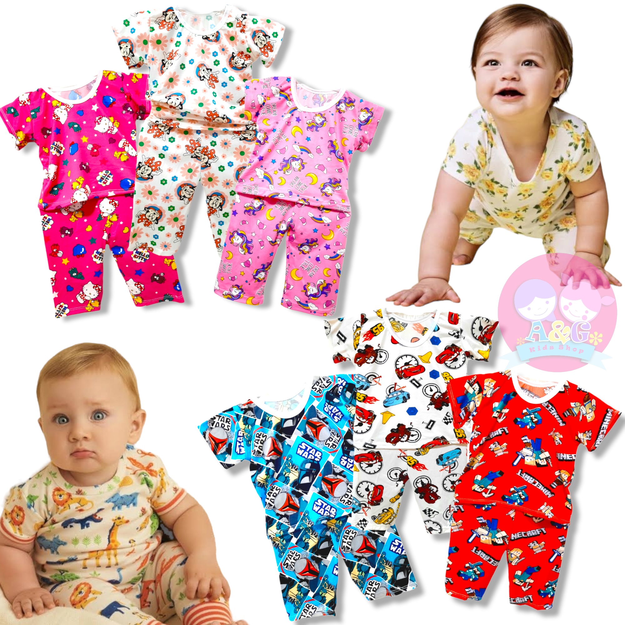 3pairs/pack SOFT TSHIRTTERNOPAJAMA infants Girl & boy 0 12 months